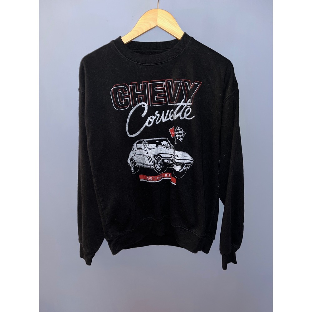Chevy Corvette‎ Sweatshirt XS Black Graphic Crewneck Car Racing Automotive